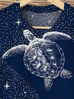 Lässig Sternenklarer Himmel Rundhals Kurzarm T-Shirt