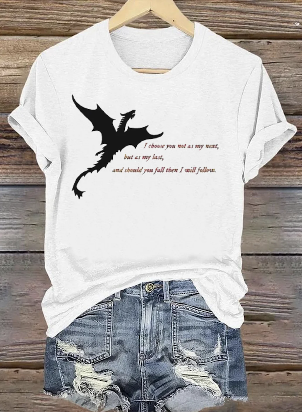 Lässig Textbriefe Rundhals Kurzarm T-Shirt