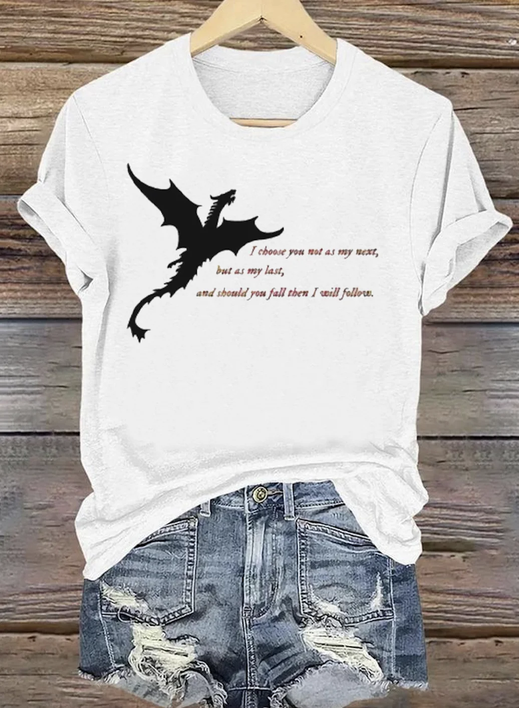 Lässig Textbriefe Rundhals Kurzarm T-Shirt