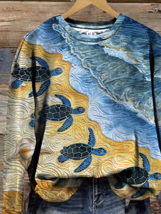 Lässig Rundhals Tier Sweatshirt