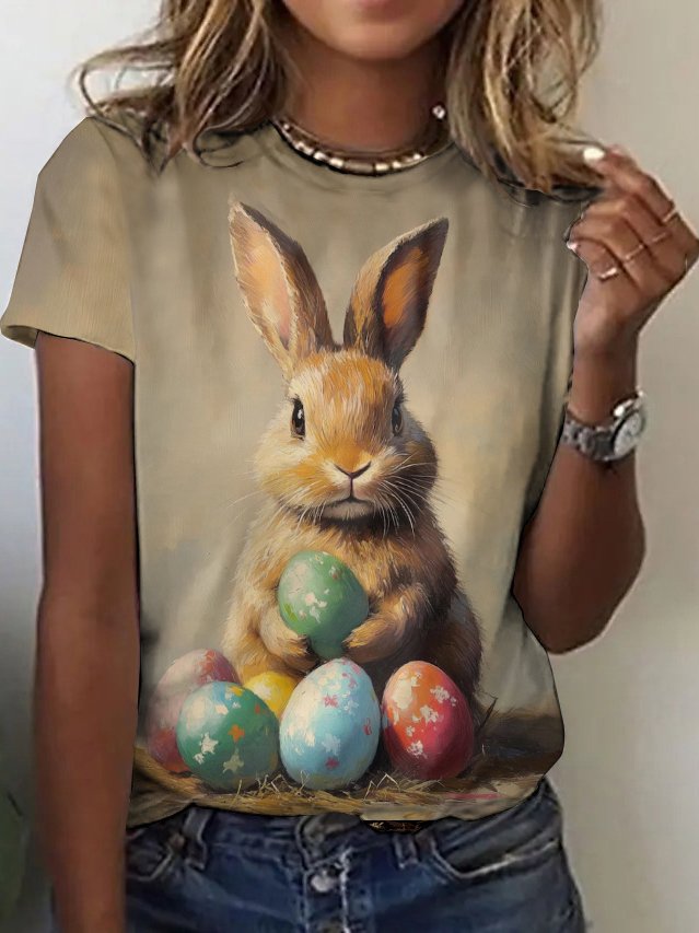Lässig Tier Rundhals Kurzarm T-Shirt