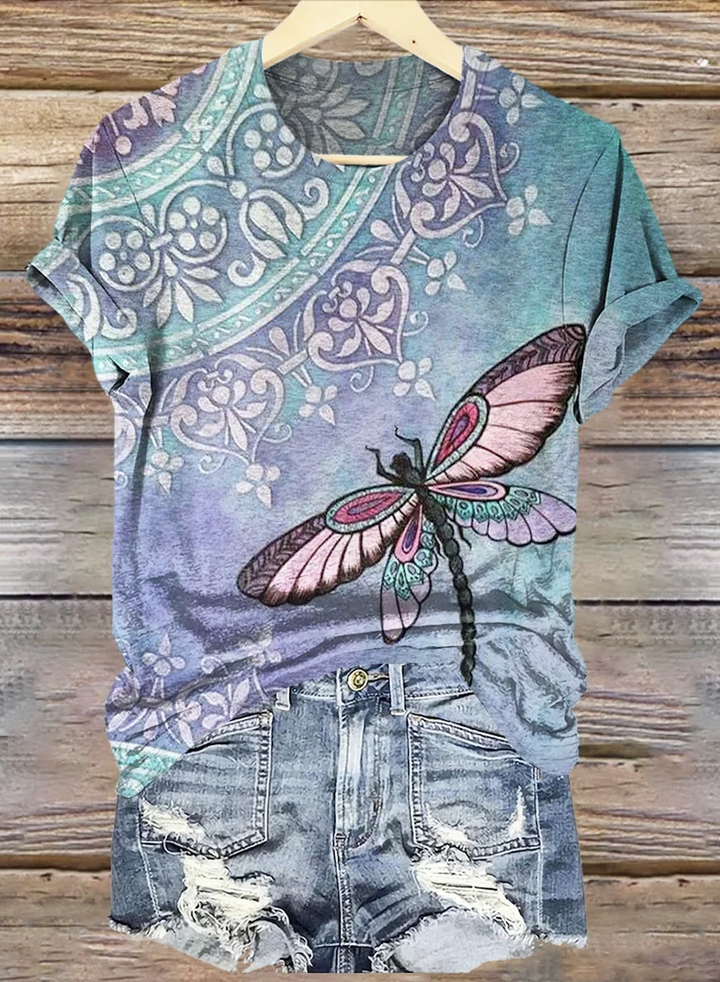 Lässig Tier Rundhals Kurzarm T-Shirt