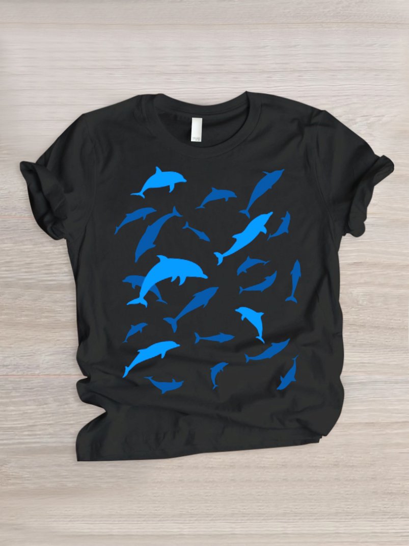 Lässig Tier Rundhals Kurzarm T-Shirt
