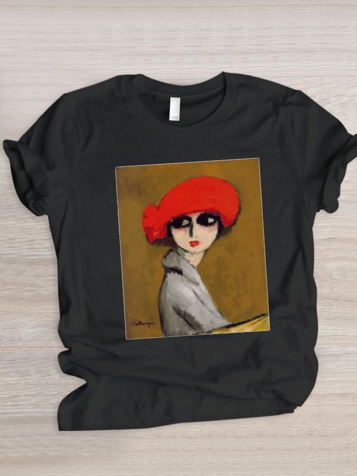 Lässig Malerei Rundhals Kurzarm T-Shirt