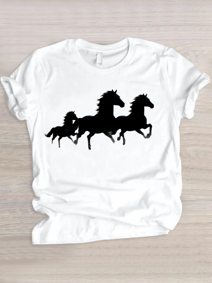 Lässig Tier Rundhals Kurzarm T-Shirt