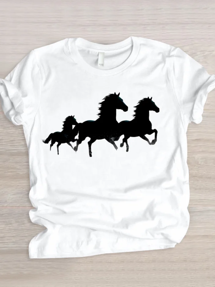 Lässig Tier Rundhals Kurzarm T-Shirt