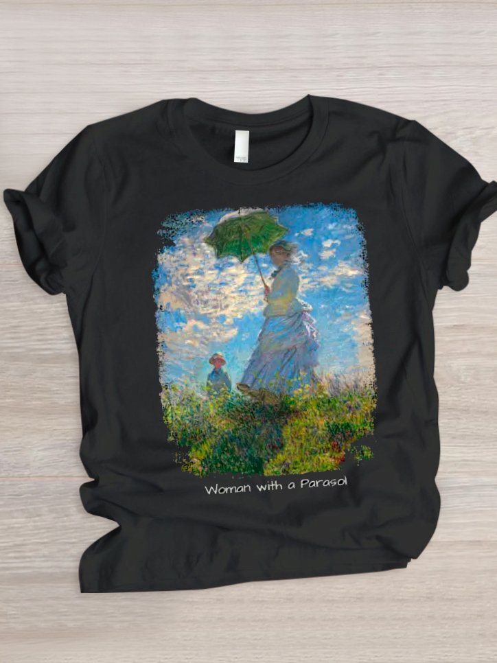 Lässig Malerei Rundhals Kurzarm T-Shirt