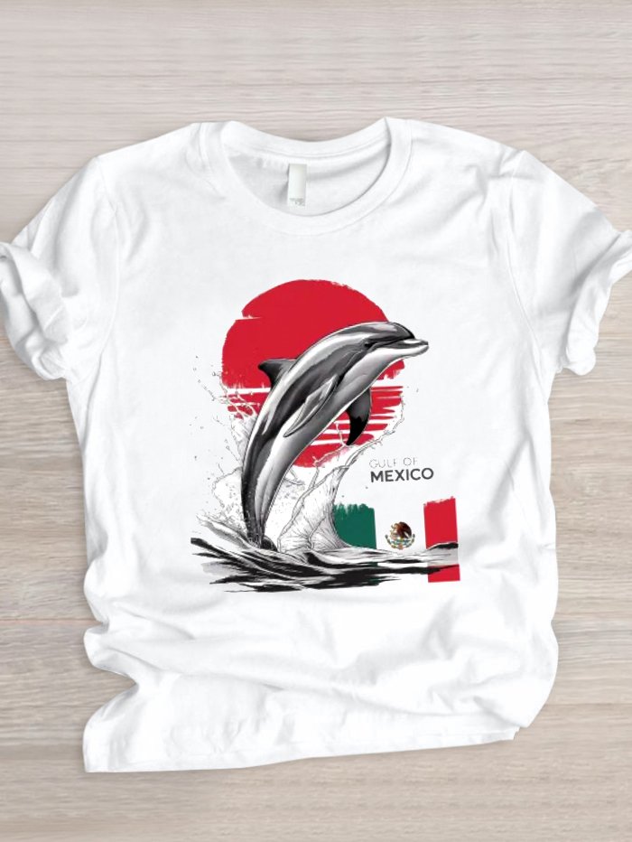 Lässig Tier Rundhals Kurzarm T-Shirt