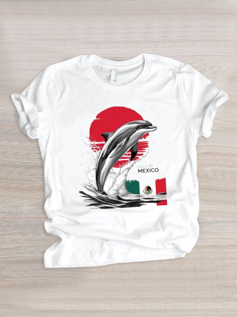 Lässig Tier Rundhals Kurzarm T-Shirt