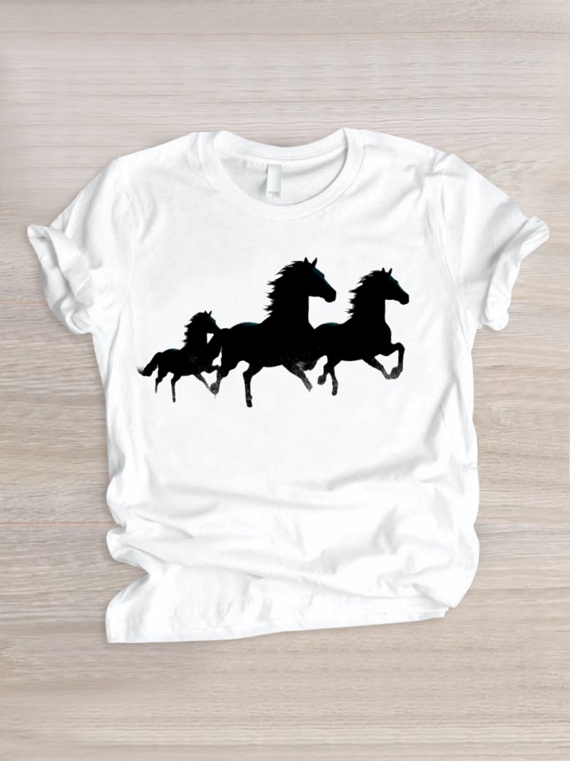 Lässig Tier Rundhals Kurzarm T-Shirt