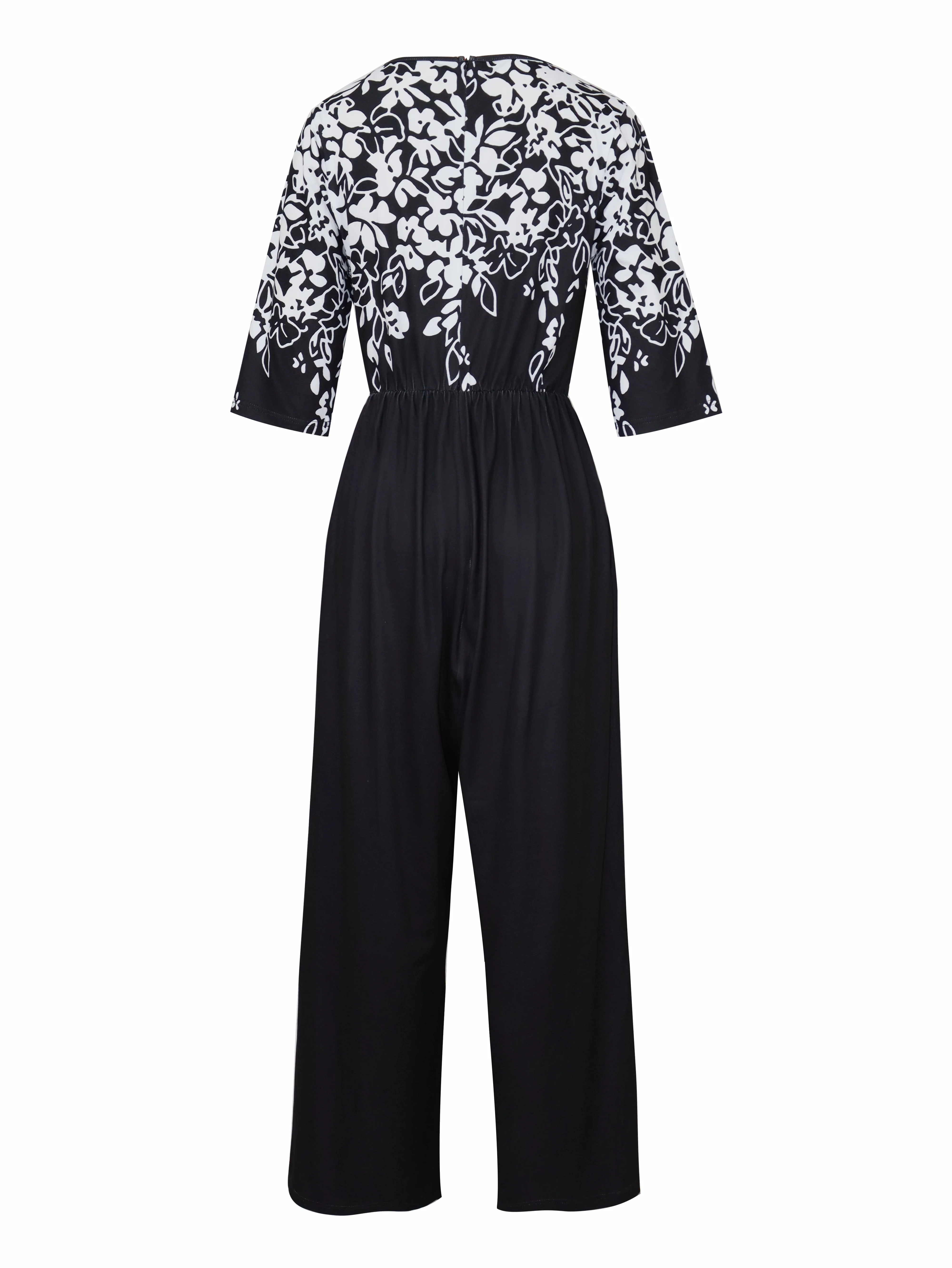 Damen Halbarm V-Ausschnitt Weit Knöchelhose Täglich Retro Verlaufsmuster Normal T-Shirt Jumpsuit