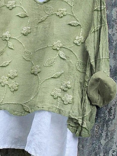 V-Ausschnitt Langarm Geblümt Print Regelmäßig Mikroelastizität Weit T-Shirt mit Grafik Bluse_ für Damen