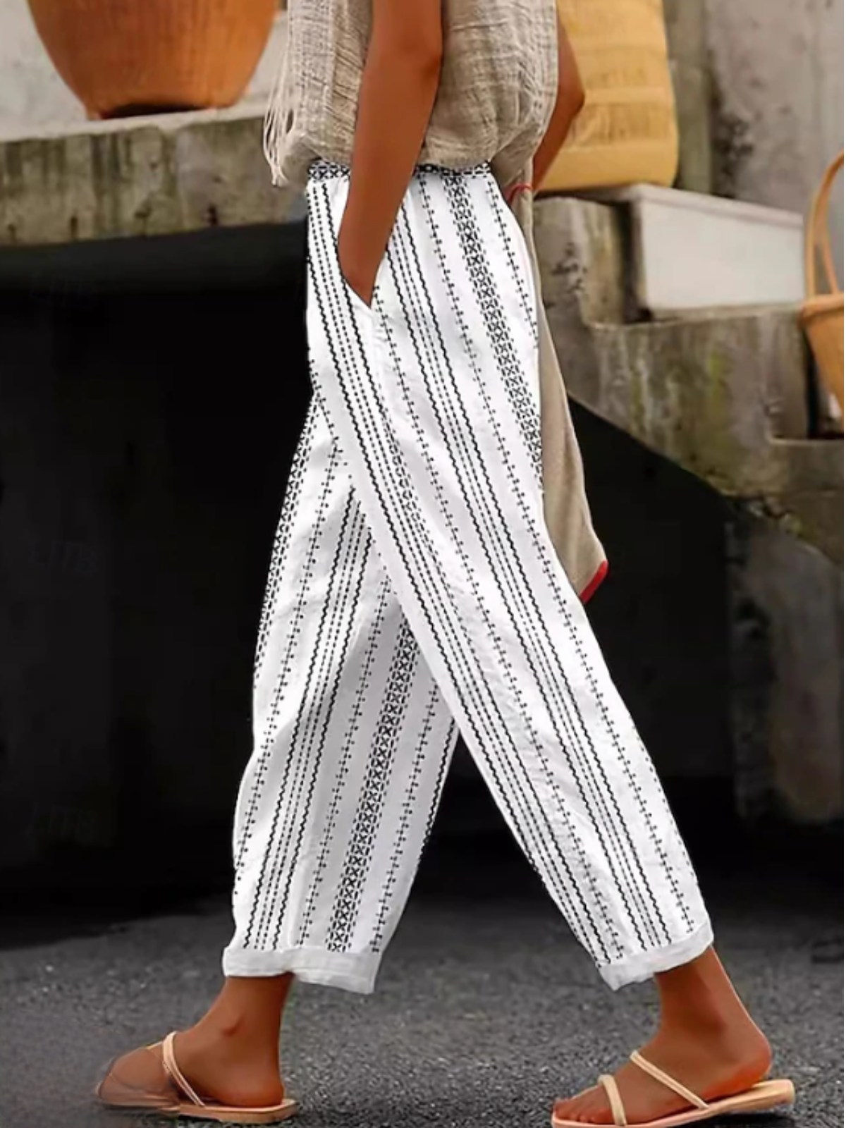 Lässig Geometrisch Lang Hose
