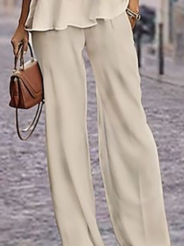 Damen Geblümt Rundhals Langarm Bequem Lässig Print Bluse mit Hose Zweiteiliges Set