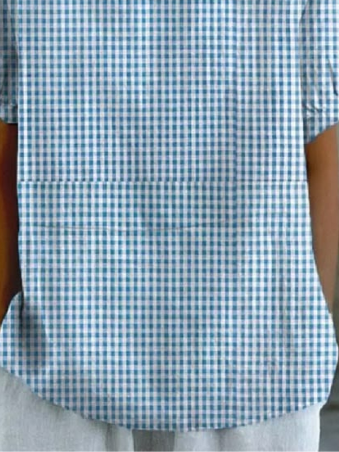Schalkragen Halbarm Geometrisch Regelmäßig Weit Bluse_ für Damen