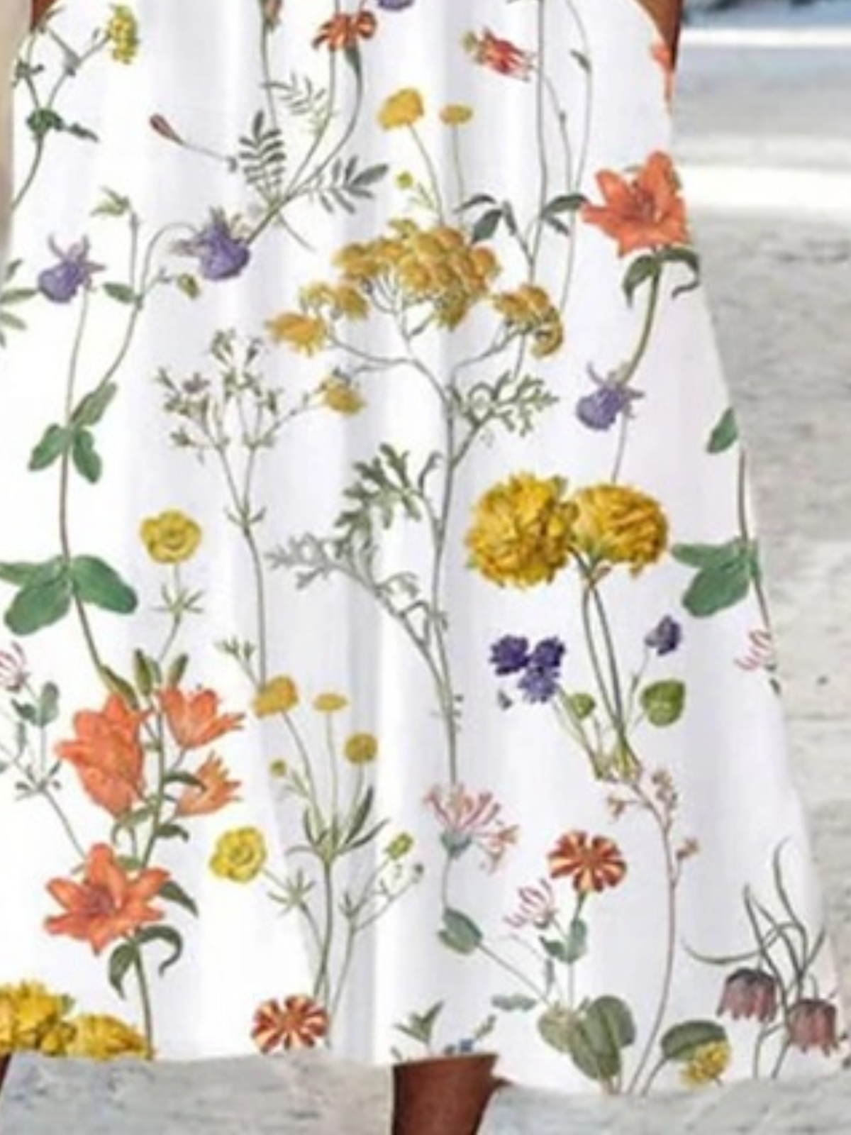 Damen Geblümt Rundhals Kurzarm Bequem Lässig Maxikleid