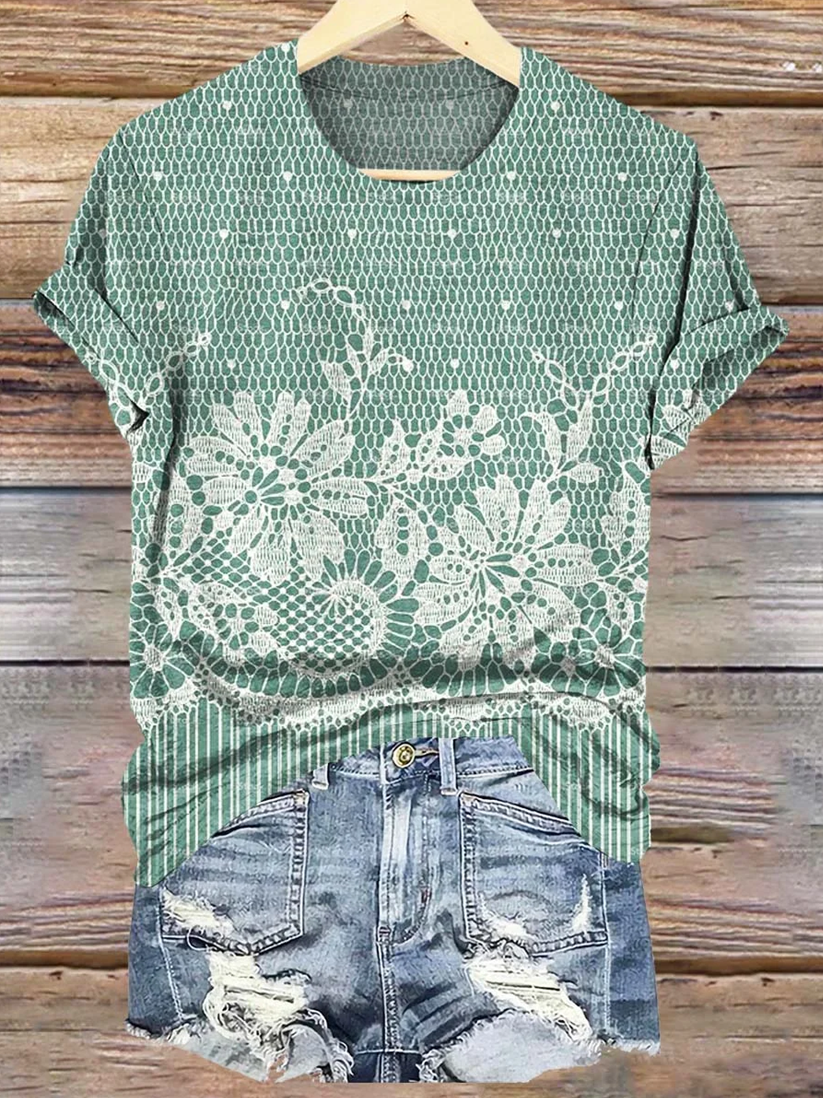Lässig 3d Drucken Rundhals Kurzarm T-Shirt