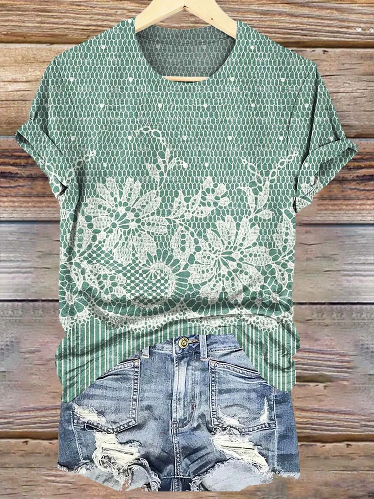 Lässig 3d Drucken Rundhals Kurzarm T-Shirt