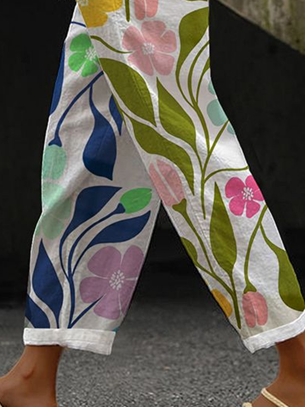 Lässig Geblümt Lang Print Hose
