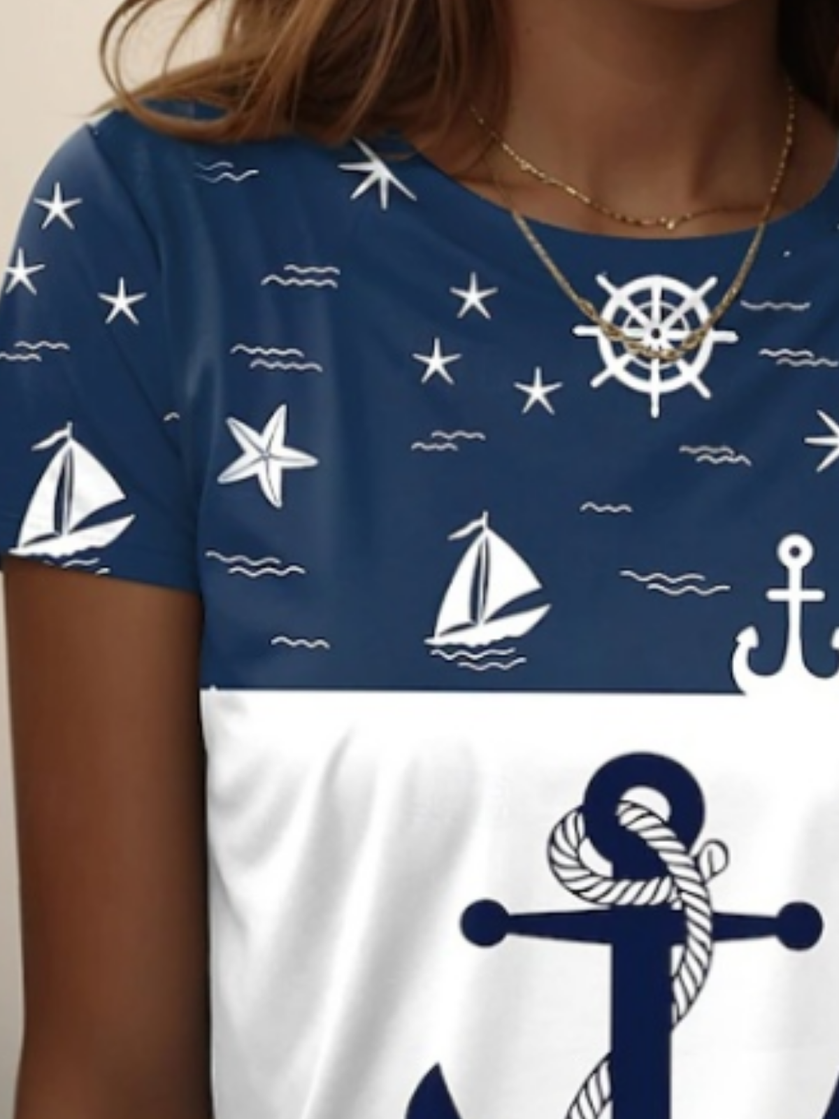 Lässig Meer Rundhals Langarm T-Shirt
