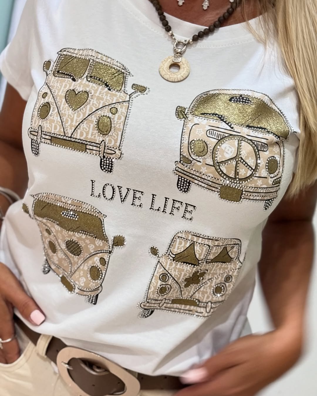 Lässig Geometrisch Rundhals Kurzarm T-Shirt