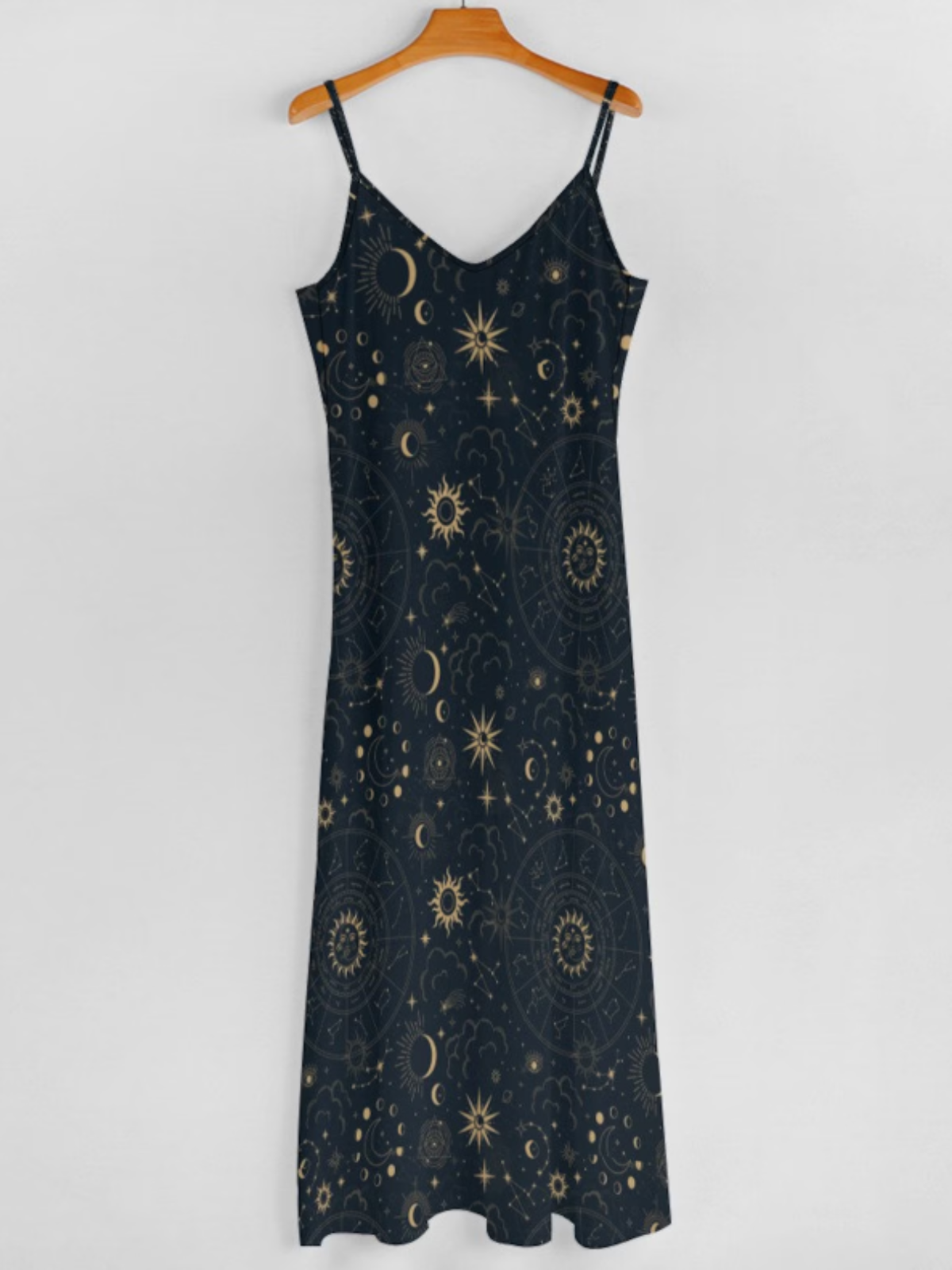 Damen Stern V-Ausschnitt Gallus Bequem Lässig Maxikleid