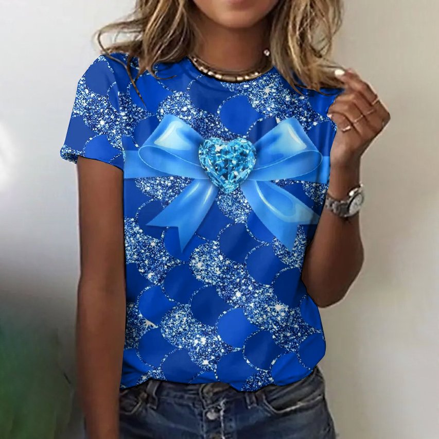 Lässig Geblümt Rundhals Kurzarm T-Shirt