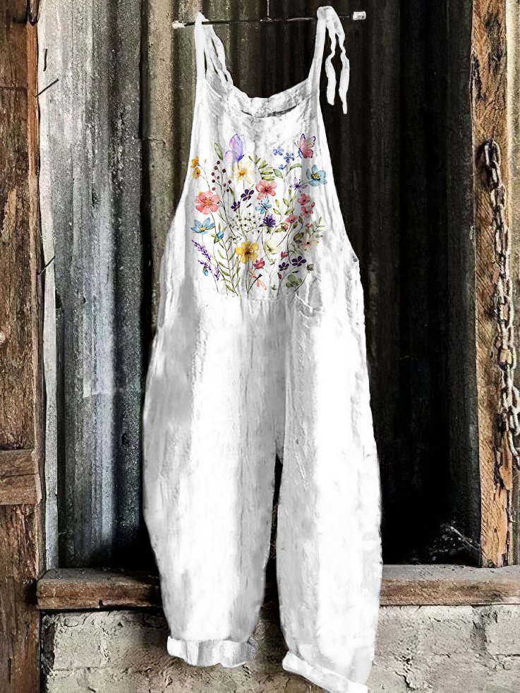 Damen Ärmellos Spaghettiträger Regelmäßige Passform Lang Täglich Lässig Geblümt Normal Cami Jumpsuit