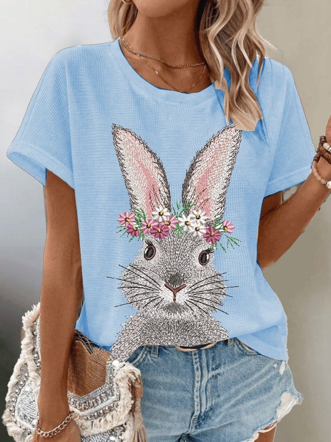 Lässig OSTERN (Kaninchen) Rundhals Kurzarm T-Shirt