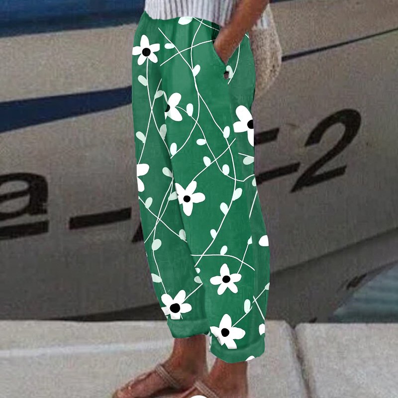 Lässig Geblümt Lang Hose