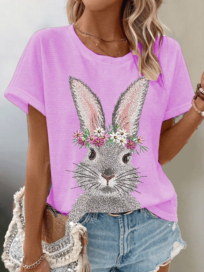 Lässig OSTERN (Kaninchen) Rundhals Kurzarm T-Shirt