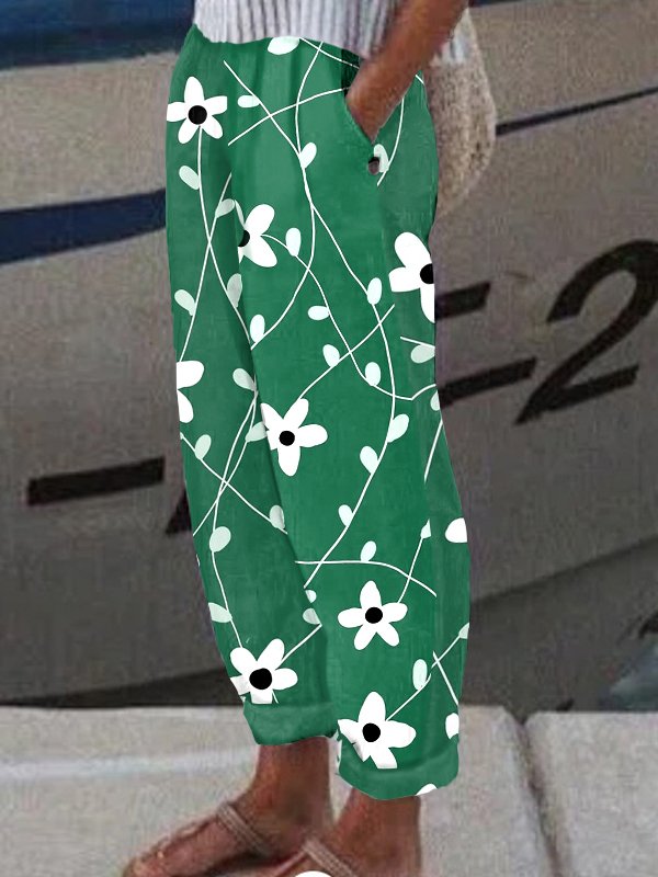 Lässig Geblümt Lang Hose