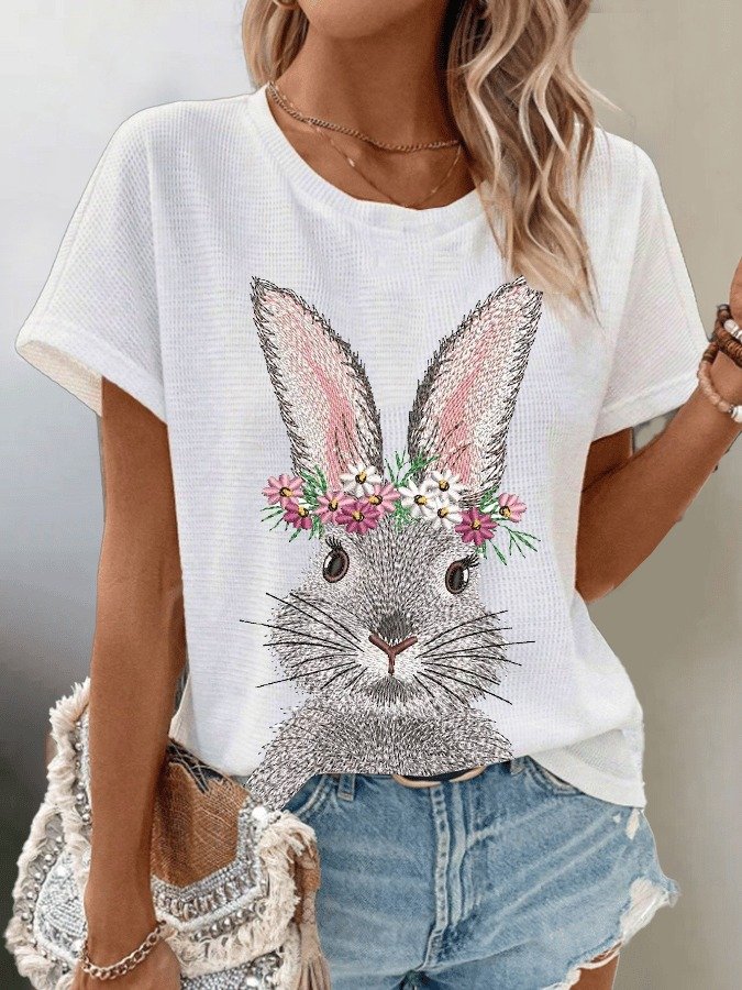 Lässig OSTERN (Kaninchen) Rundhals Kurzarm T-Shirt