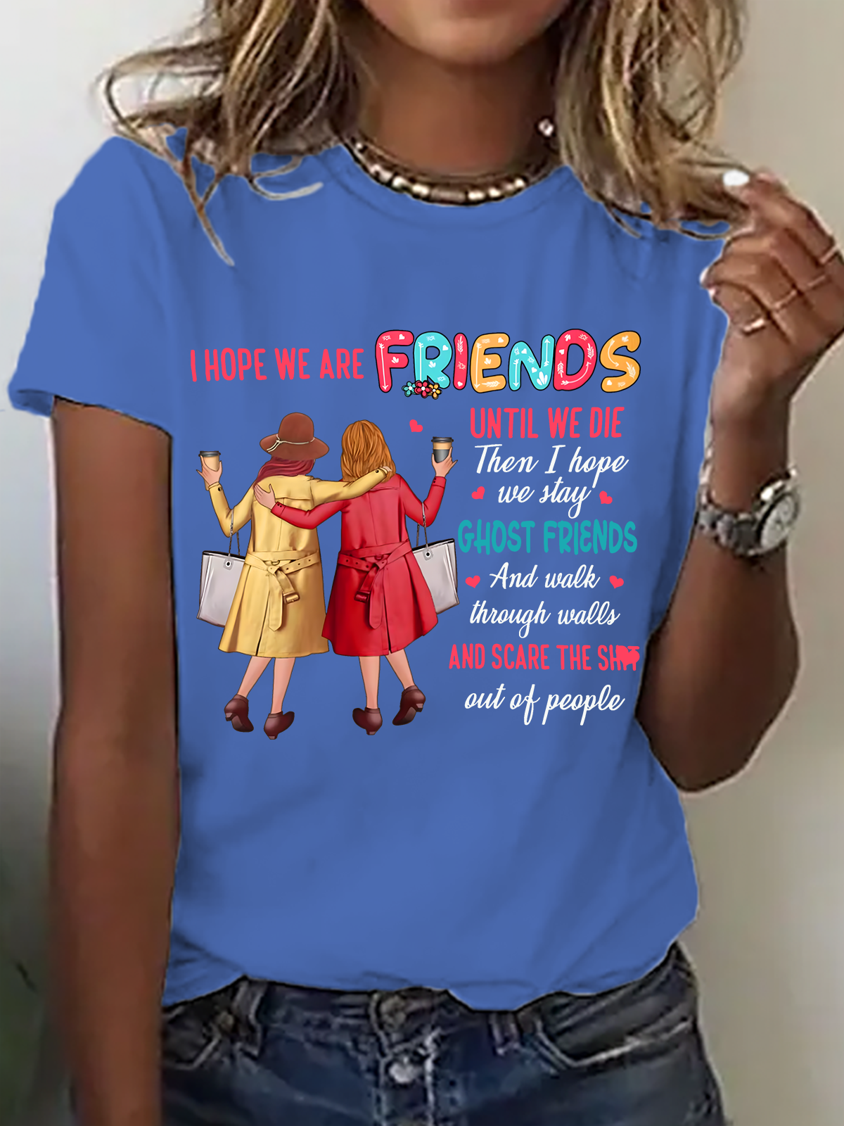 Lässig Textbriefe Rundhals Kurzarm T-Shirt