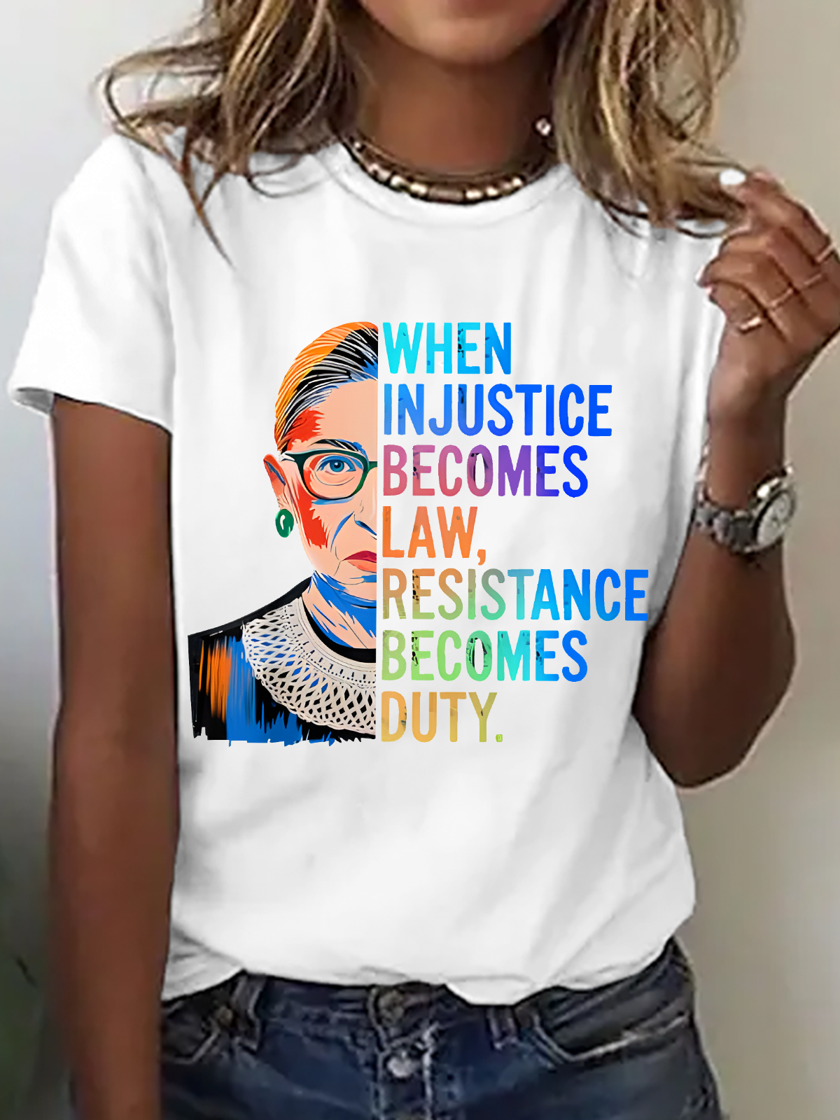 Lässig Textbriefe Rundhals Kurzarm T-Shirt