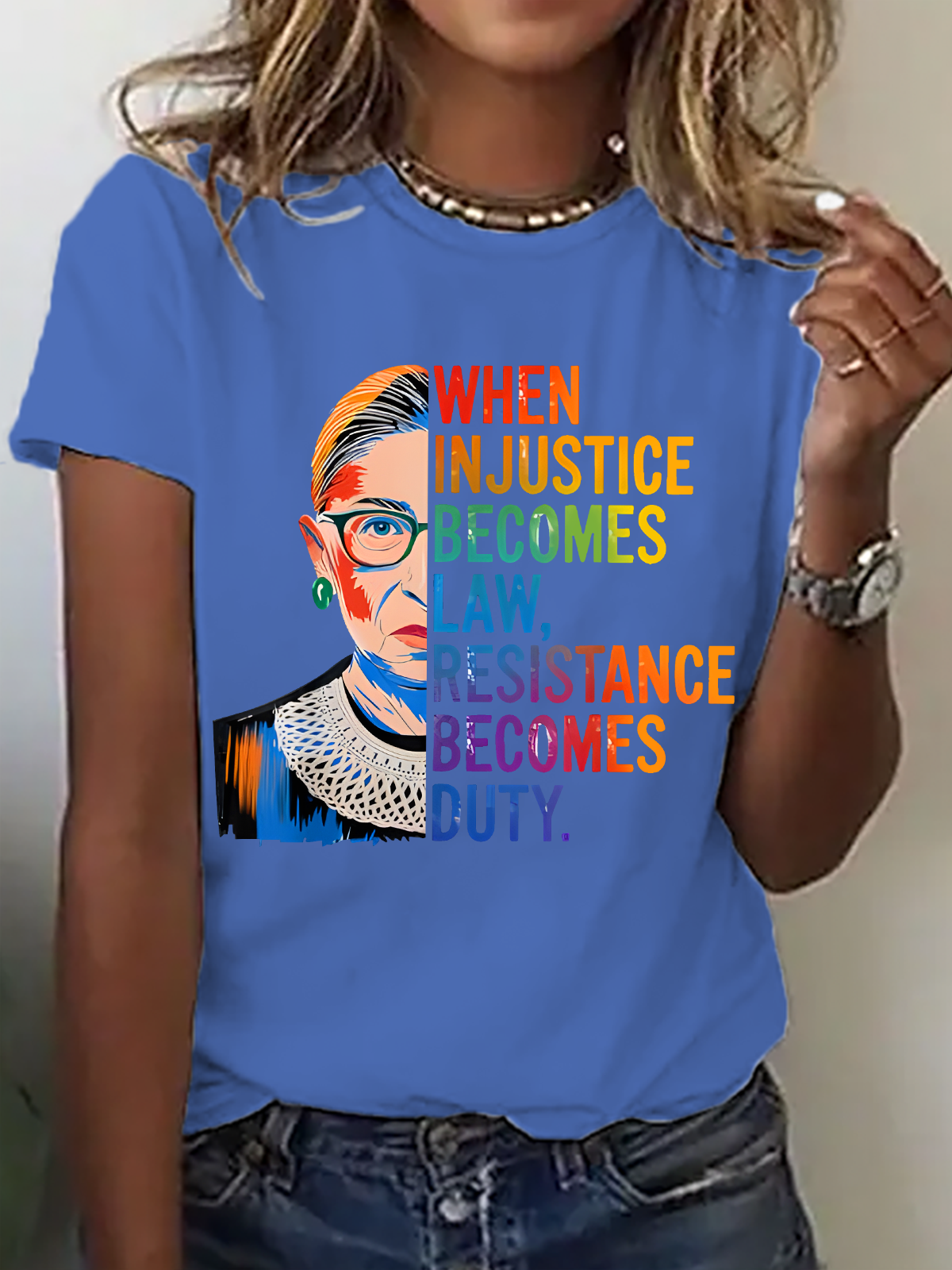 Lässig Textbriefe Rundhals Kurzarm T-Shirt