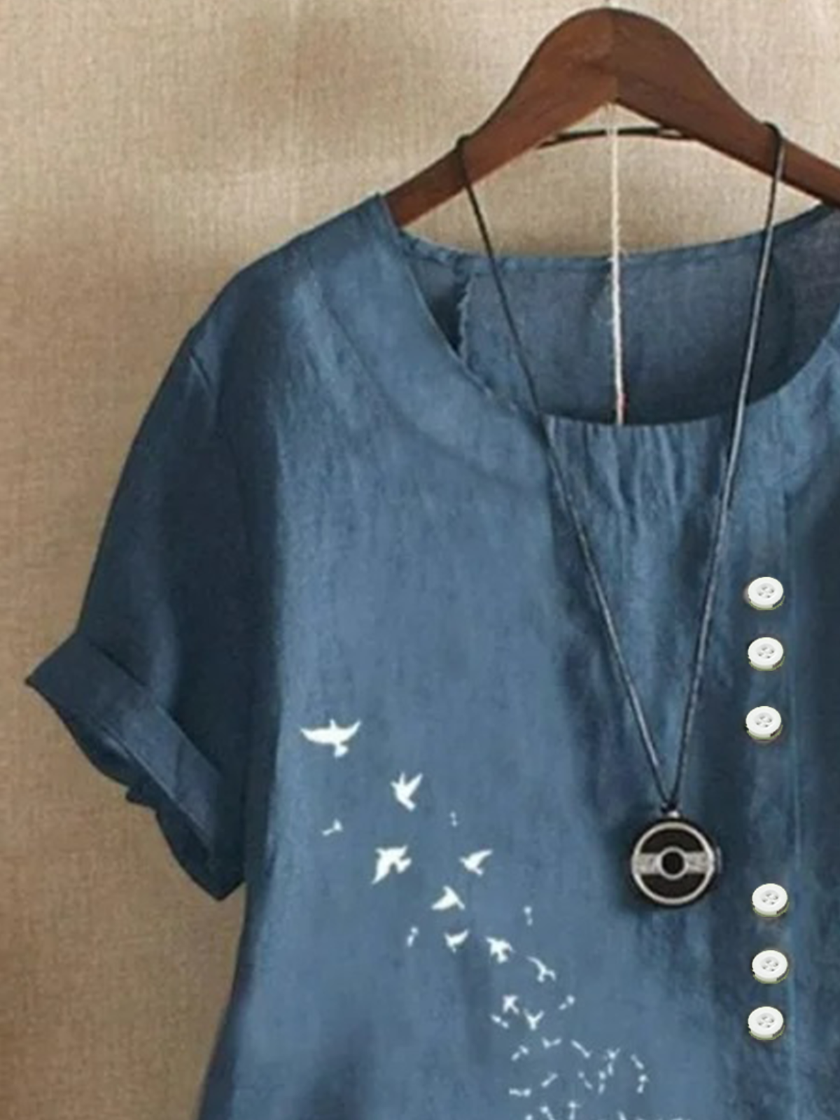 Rundhals Halbarm Löwenzahn Regelmäßig Regelmäßige Passform Bluse für Damen