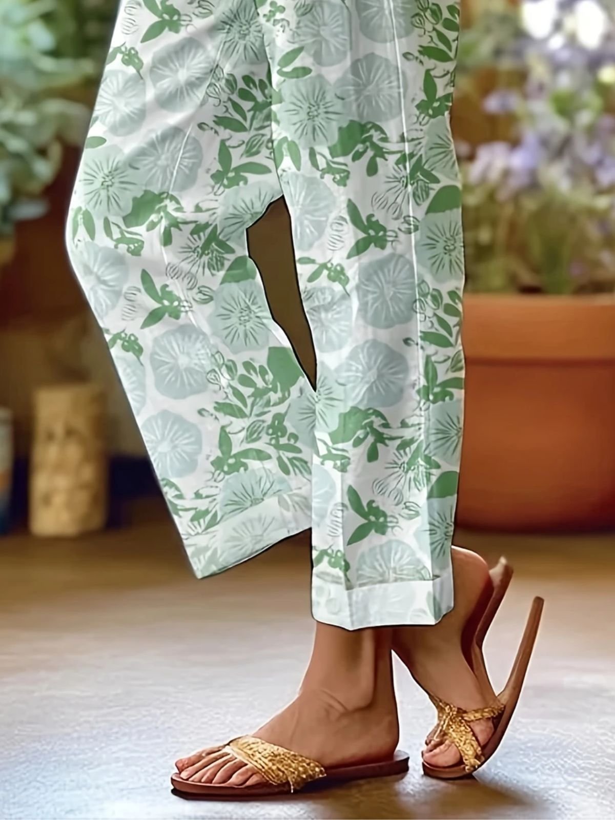 Lässig Geblümt Lang Hose