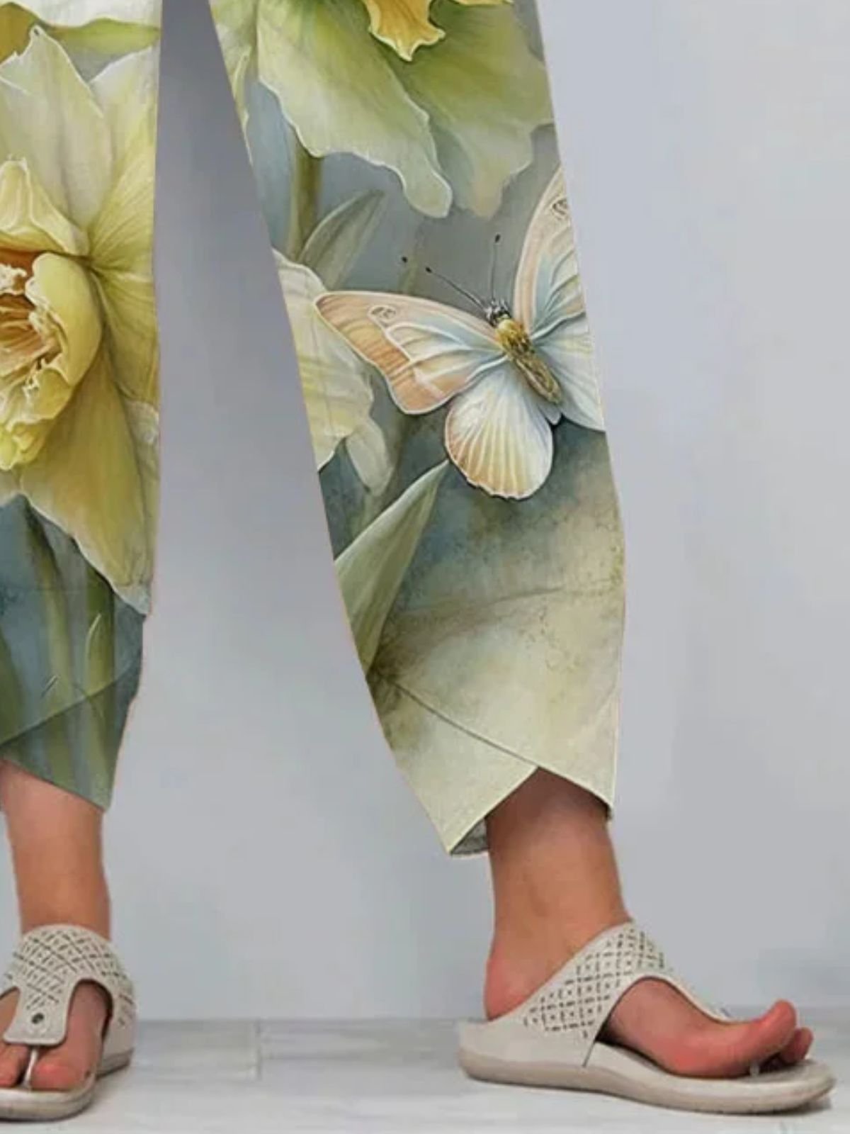 Lässig Geblümt Knöchelhose Hose
