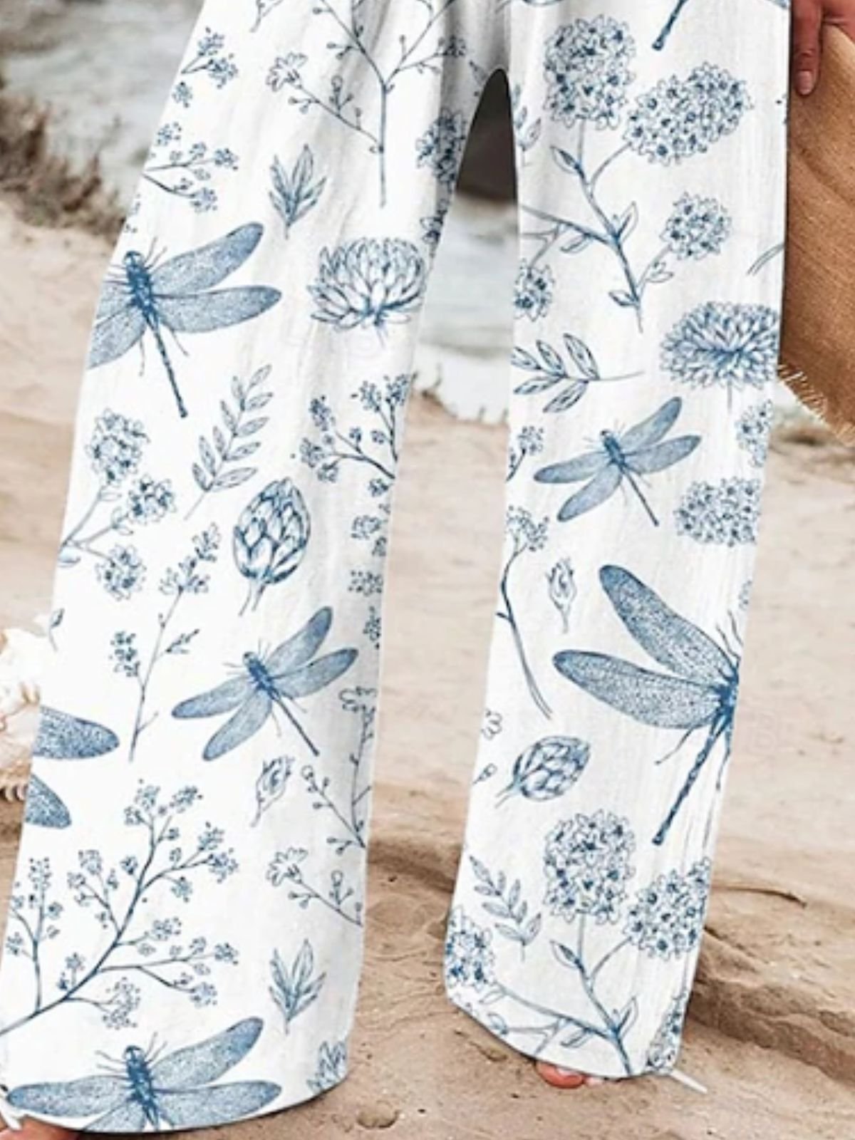 Lässig Geblümt Lang Print Hose