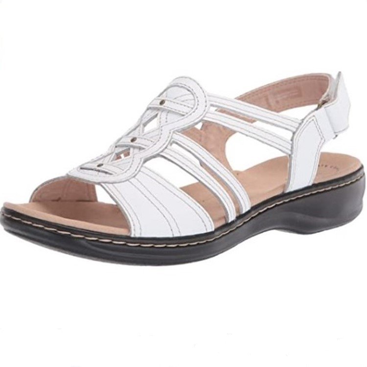 Retro Unifarben Haken und Schleife Niedrig Zehentrenner-Sandalen