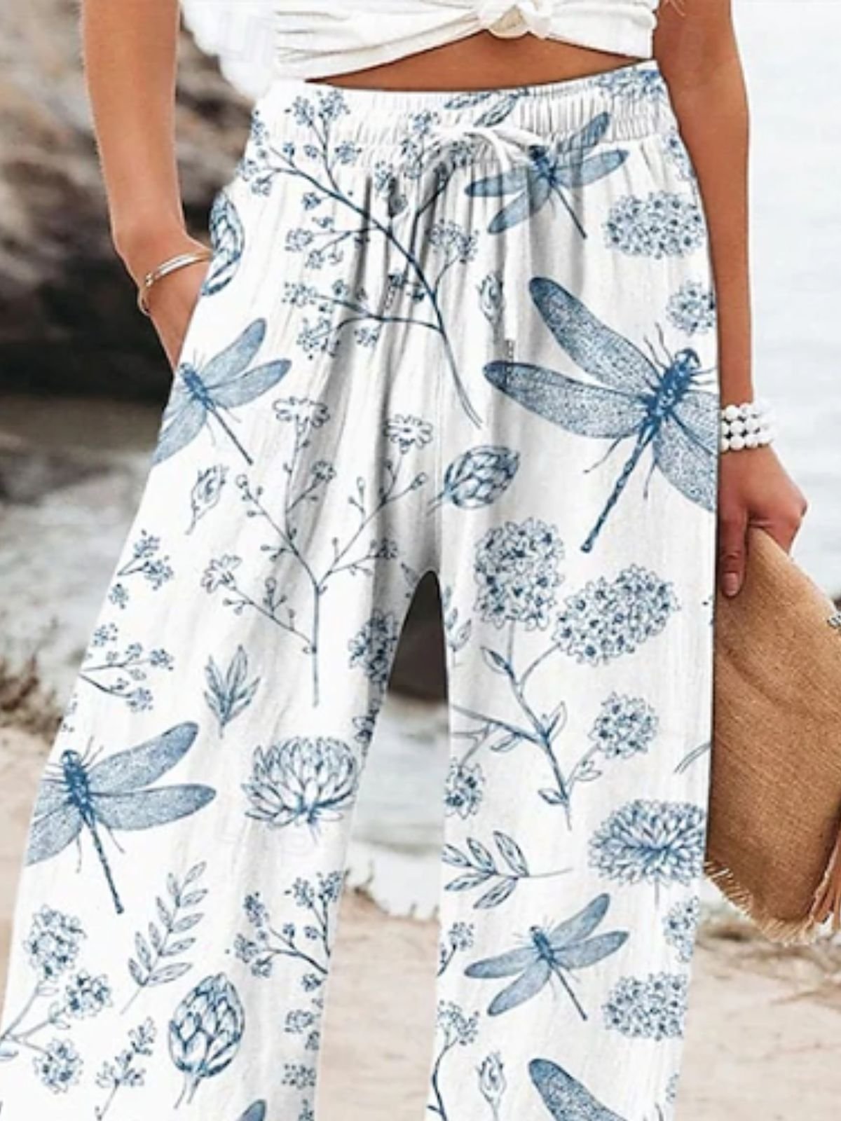 Lässig Geblümt Lang Print Hose