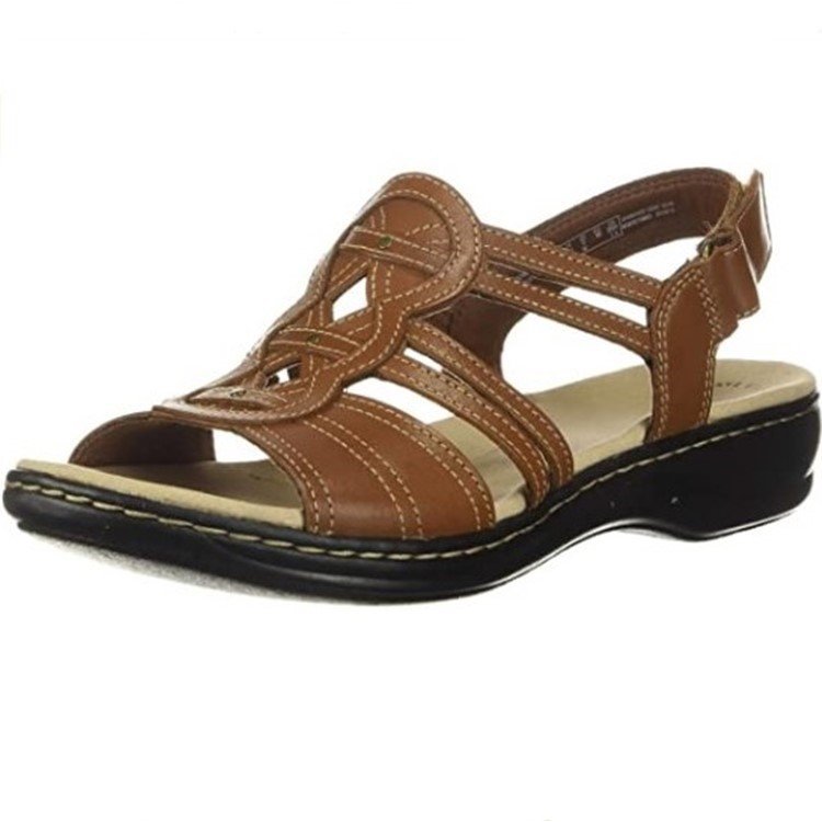 Retro Unifarben Haken und Schleife Niedrig Zehentrenner-Sandalen