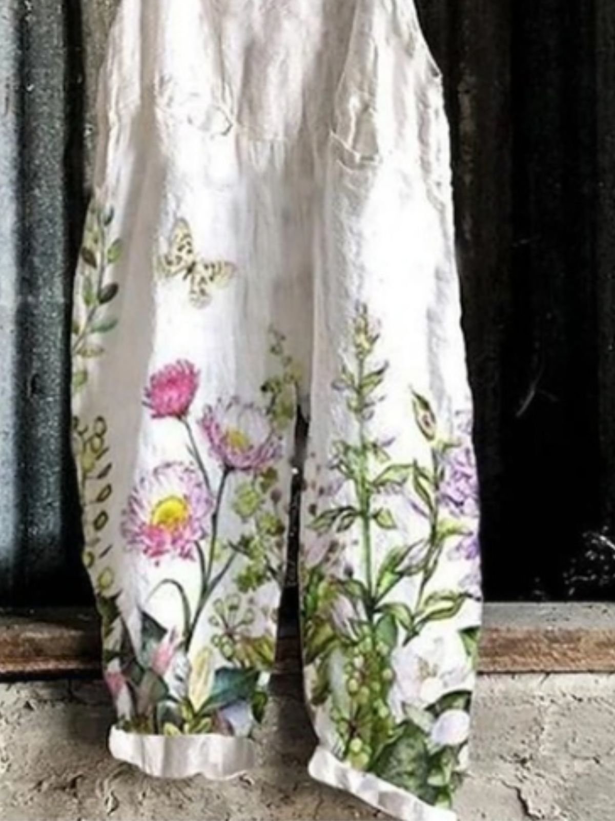 Damen Ärmellos Spaghettiträger Regelmäßige Passform Lang Täglich Lässig Geblümt Normal Cami Jumpsuit