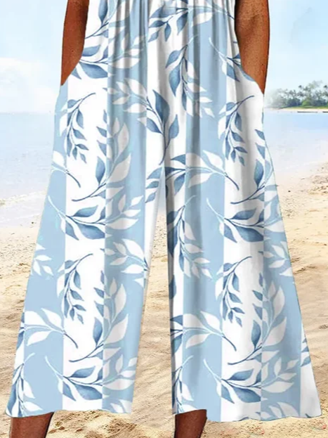 Damen Halbarm V-Ausschnitt Regelmäßige Passform Knöchelhose Print Täglich Lässig Geblümt Normal Jumpsuit