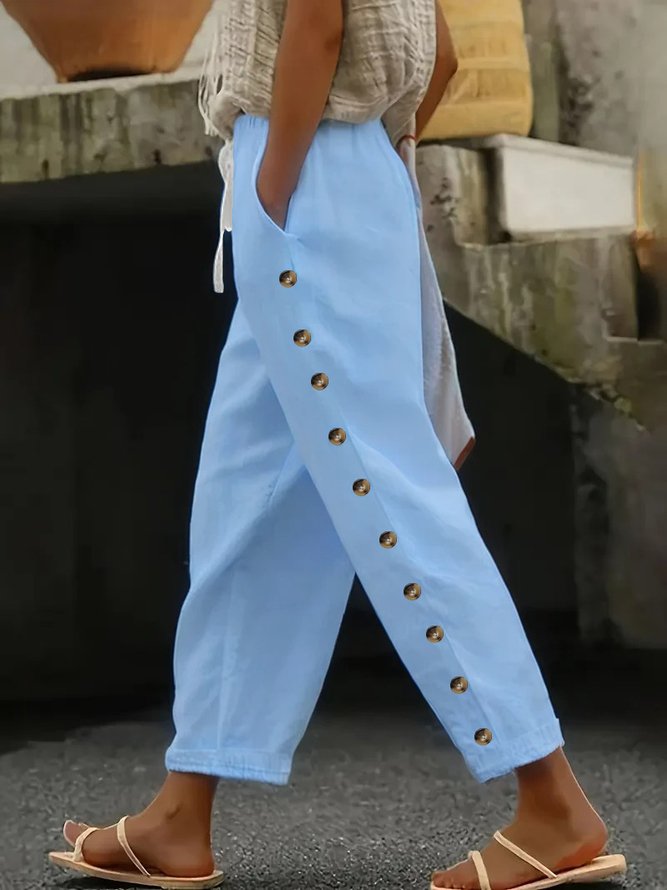 Lässig Unifarben Lang Print Hose