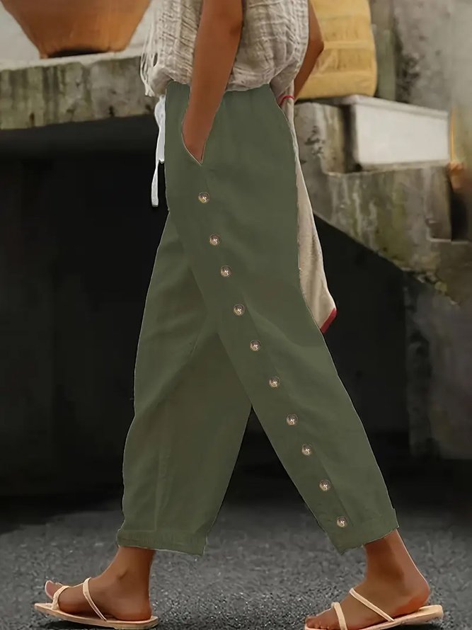 Lässig Unifarben Lang Print Hose