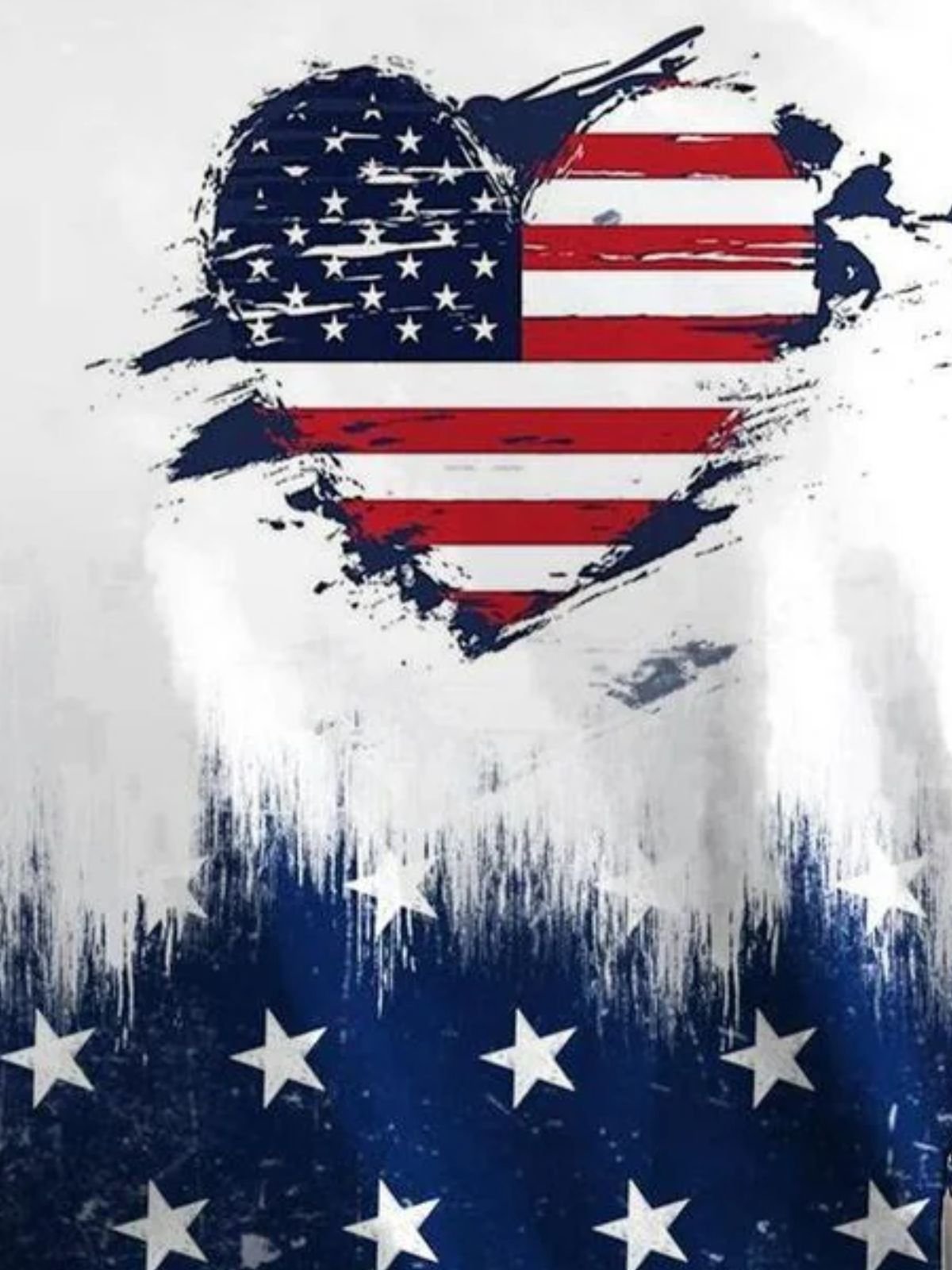 Rundhals Ärmellos Amerika-Flagge Regelmäßig Mikroelastizität Regelmäßige Passform Bluse für Damen