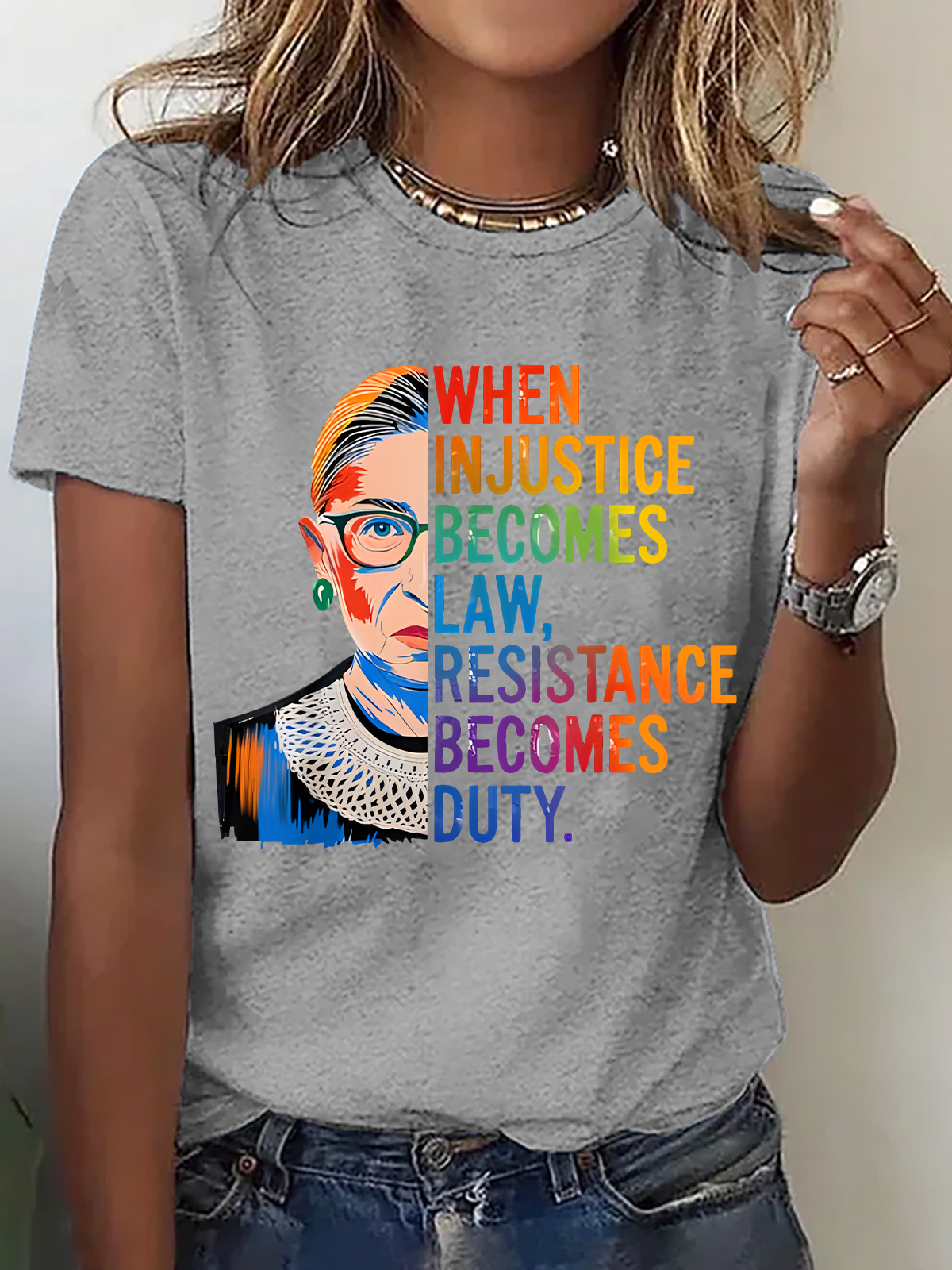 Lässig Textbriefe Rundhals Kurzarm T-Shirt