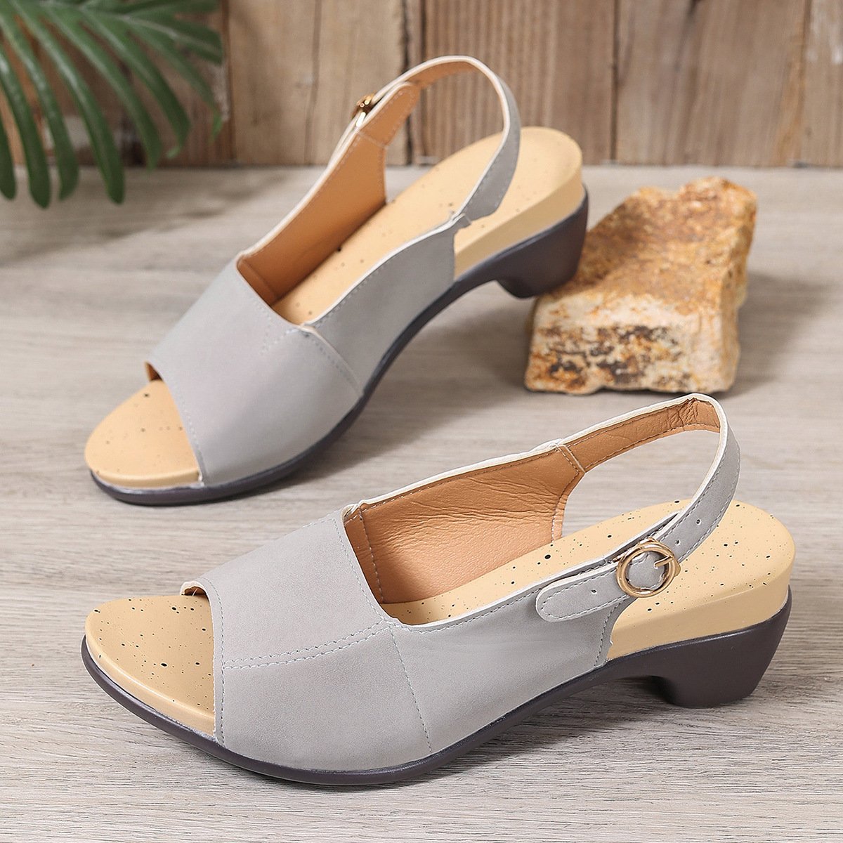Retro Unifarben Nach der Schnürung Blockabsatz Zurück leere Schuhe